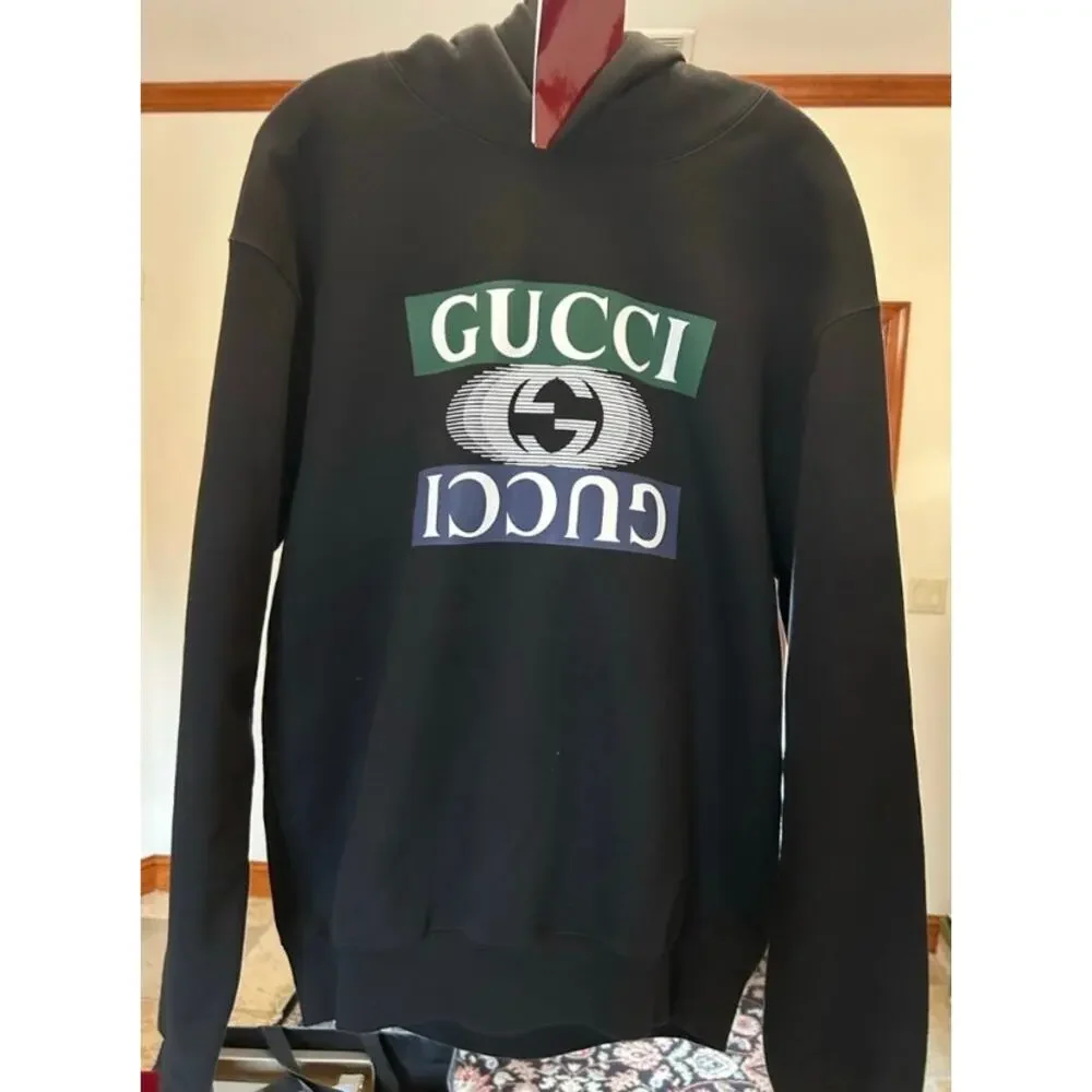 Men's Gucci interlocking G jersey, cotton hoodie size medium fits large NWT